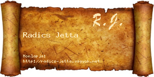 Radics Jetta névjegykártya
